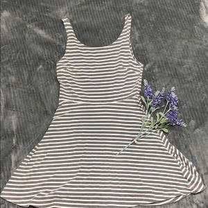 American Eagle grey and white striped dress.